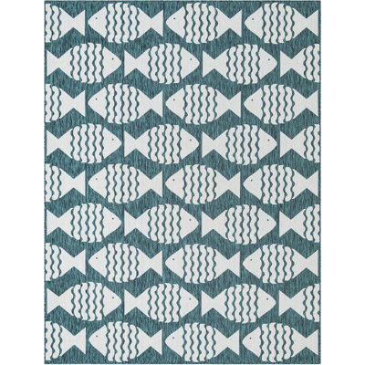 Tapis contemporain de couleur turquoise Daitzman