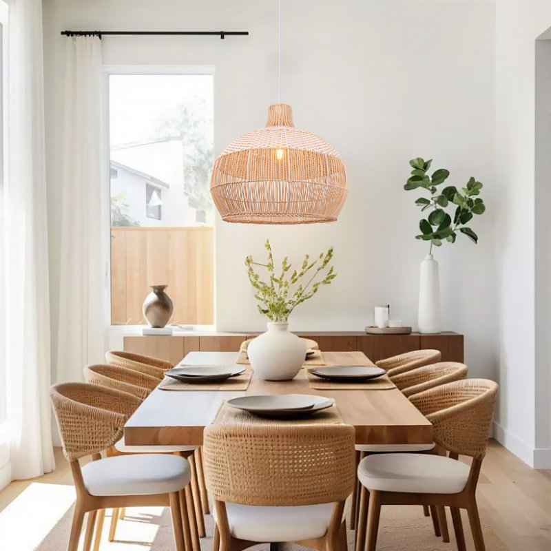 Berklin 1 - Light Natural Dome Pendant, 17.72" H x 19.69" W x 19.69" D