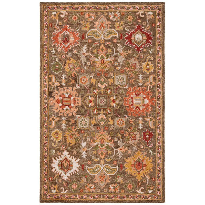Felsenthal Hand Tufted Wool/Cotton Oriental Rug in Brown, Rectangle 3' x 5'
