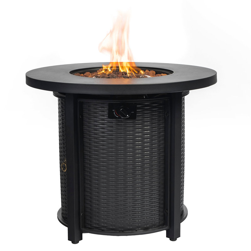 40000btu Propane Fire Pit Table Outdoor, 30inch With Lava Rocks Pit, 40000btu, Stainless Steel