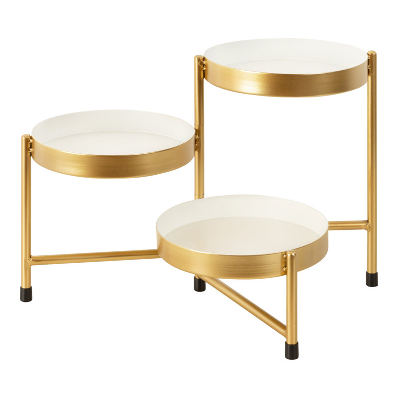 Oquendo Plant Stand, White/Gold