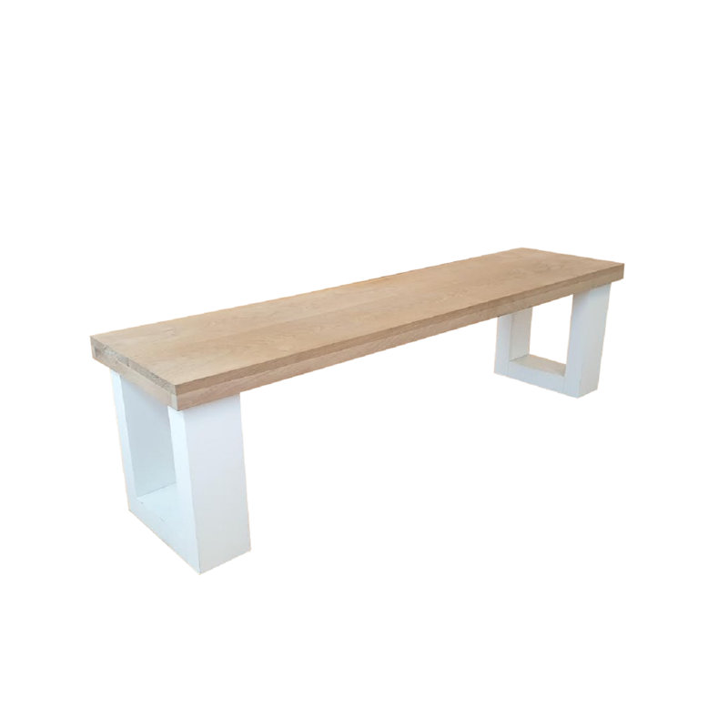 Elodia Solid Wood Bench, 49cm H x 190cm W x 38cm D, Oak/White