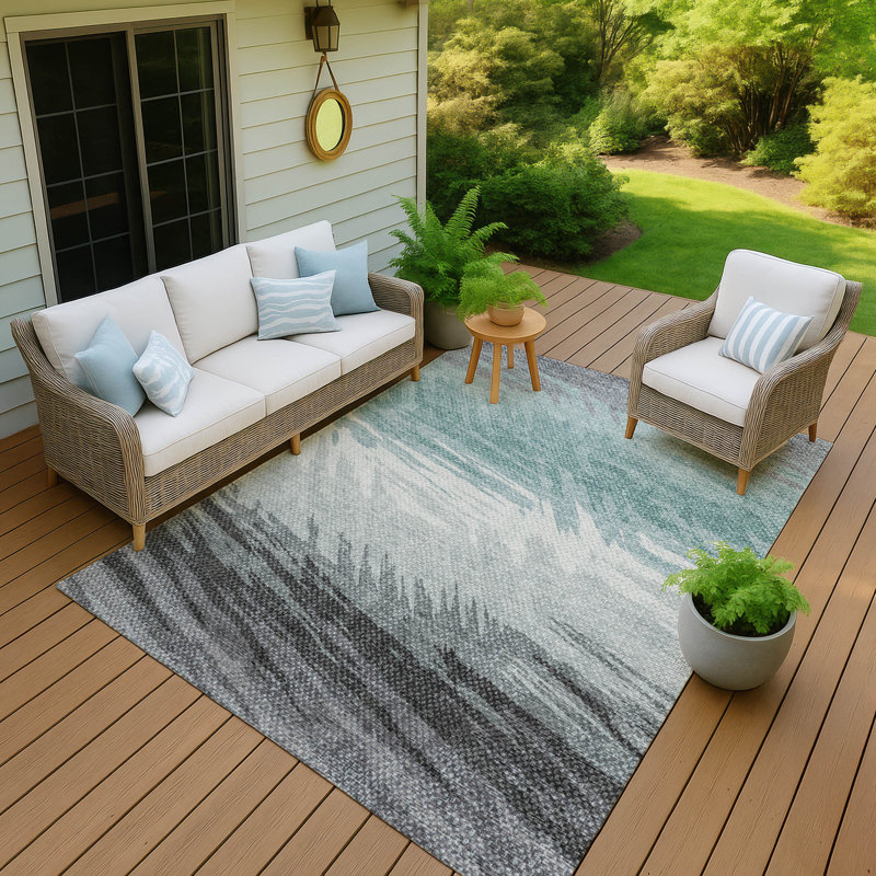 Machine Washable Indoor/Outdoor Jenning ACN2272 Stripes Rug, Rectangulaire 8 pi x 10 pi