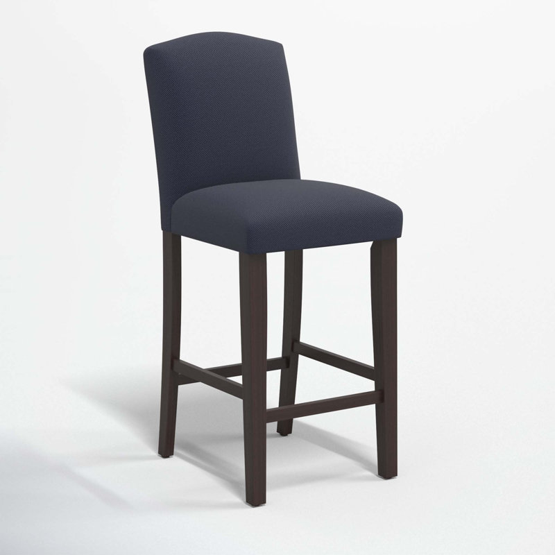 April Upholstered Stool, Bar Stool (31" Seat Height), Milsap Canvas Sustain® Tweed, Black Wood