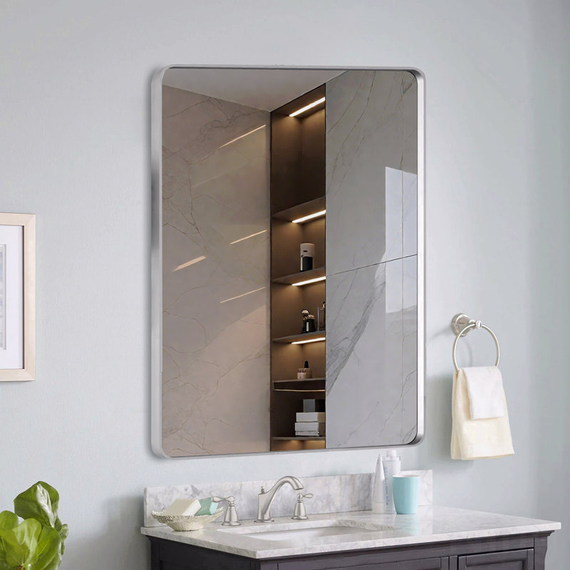 Miroir d'appoint, Argent argent, 40 po x 36 po, Rectangulaire