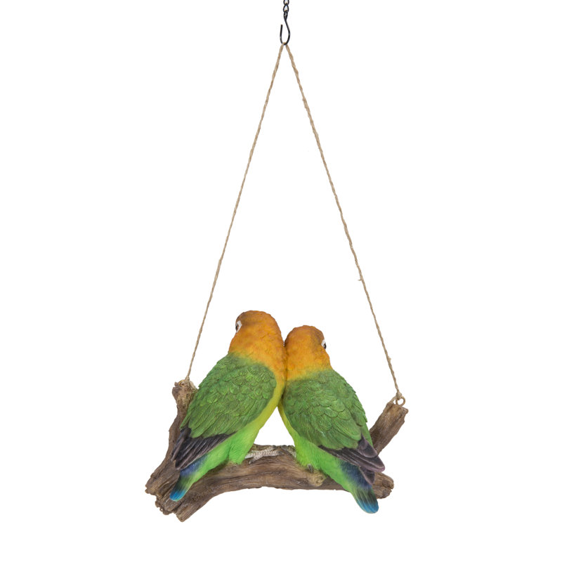 Vibrant Multicolor Resin Lovebirds Hanging Decor