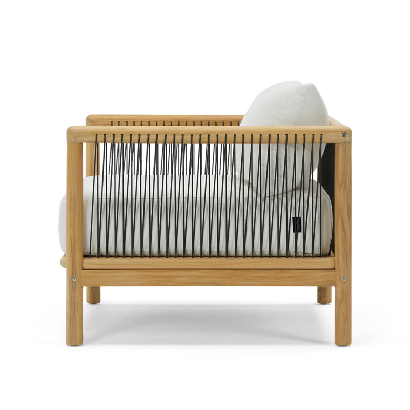 Reel Collection Outdoor Teak Lounge Chair, Sunbrella Nurture White