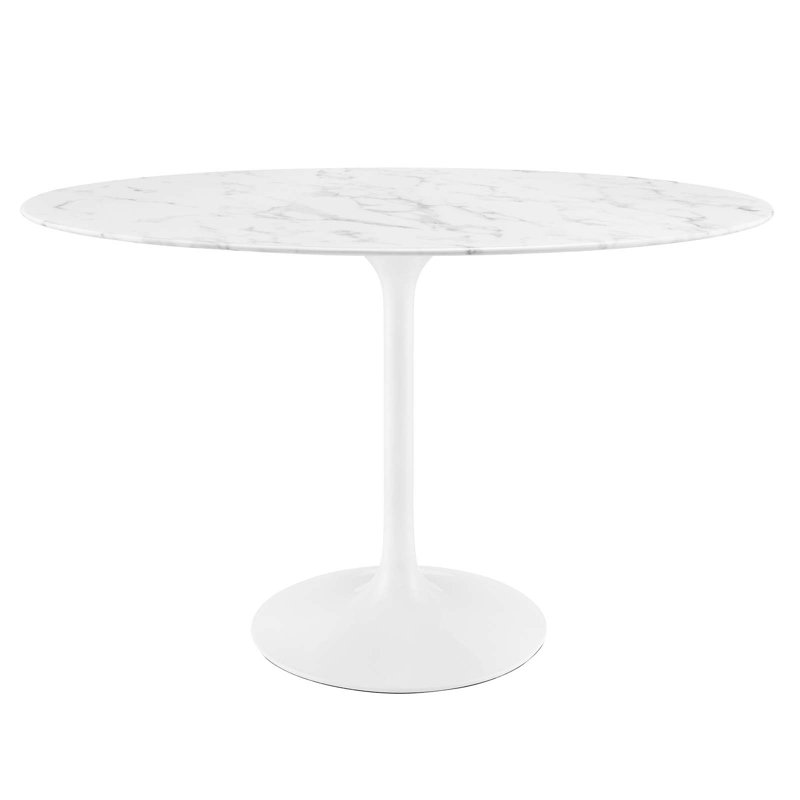 Table de salle à manger en marbre artificiel Lippa, Blanc, H 29,5 po x L 47 po x l 27,5 po