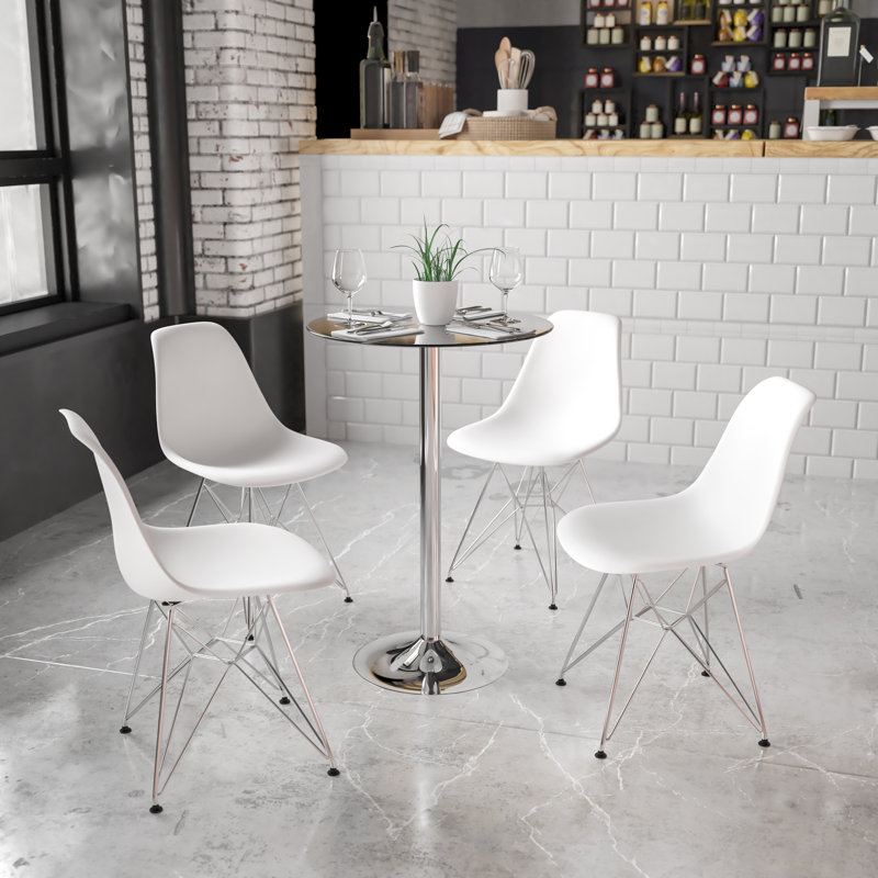 Helmscott Round Glass Event and Cocktail Table with Chrome Base, Counter Height (35.5" Height)
