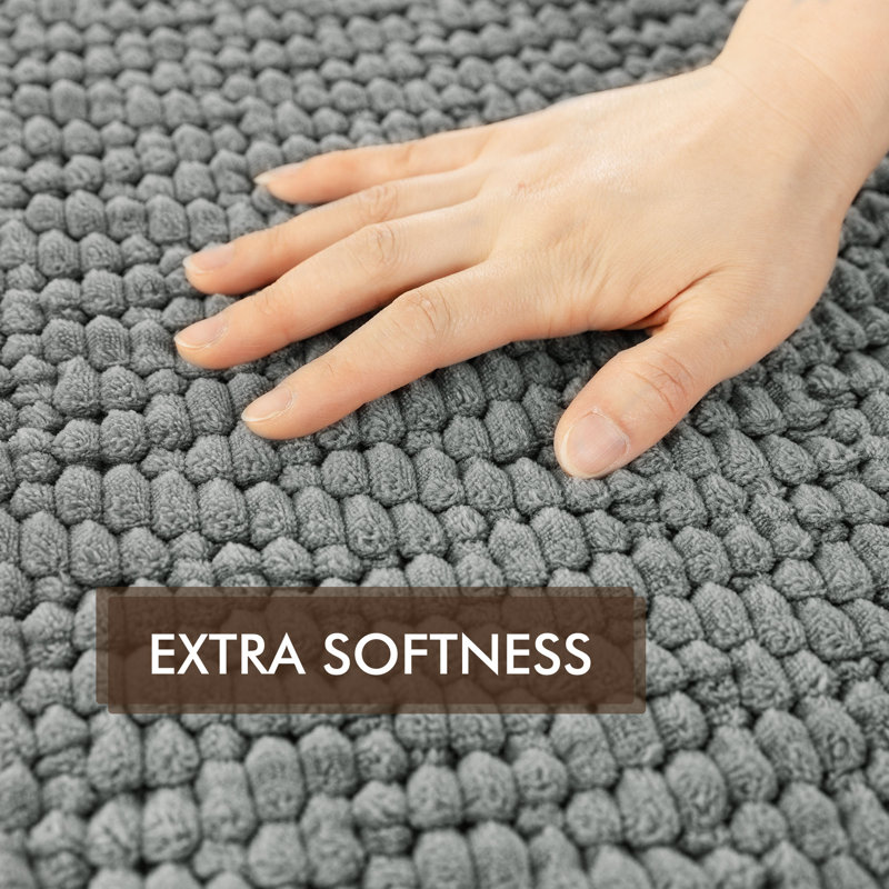 Extra Soft Absorbent Corduroy Non-Slip Bath Rug, 24"W x 36"L, Dark Gray