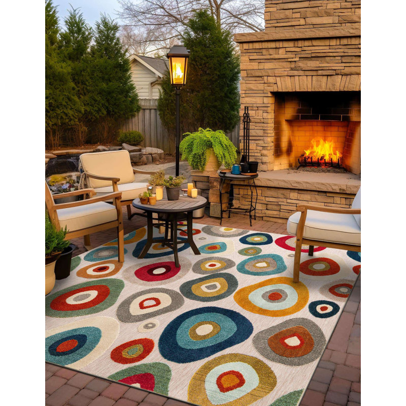 Wrought Studio Jake Marelda Indoor/Outdoor Area Rug, Square 7'10"