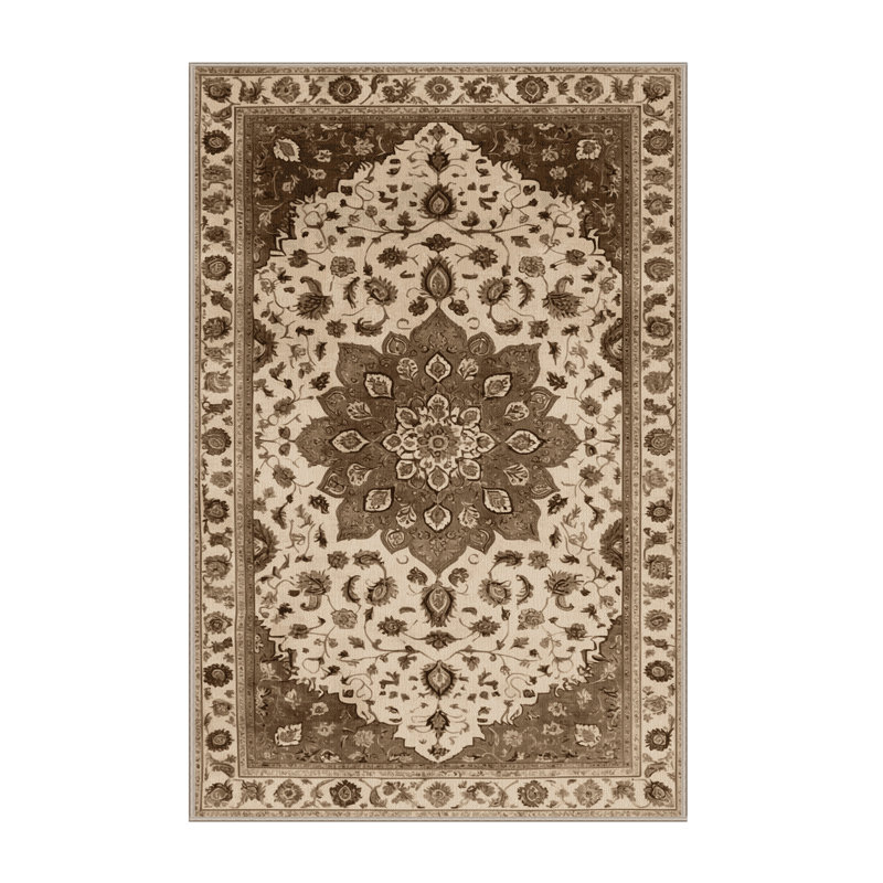 Tapis beige Tabriz lavable à la machine, Tapis de couloir 2 pi x 4 pi