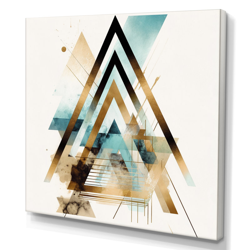 «Green Triangle Boho I», impressions murales géométriques modernes, H 16 po x l 16 po x P 1 po, Toile tendue