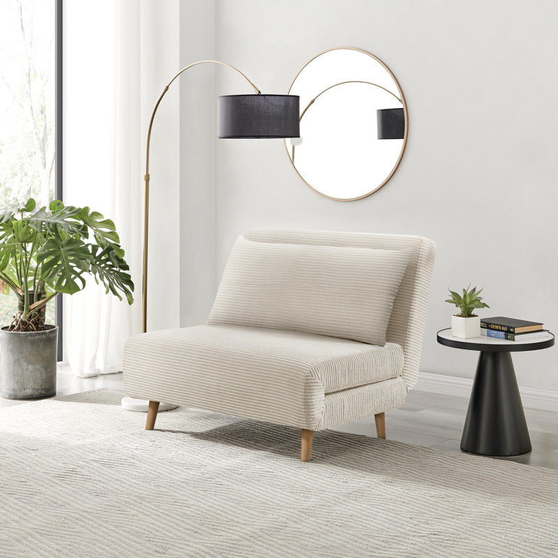 Brody Futon Sofa Bed - Luxury Simple Modern Folding Design, Cream Corduroy