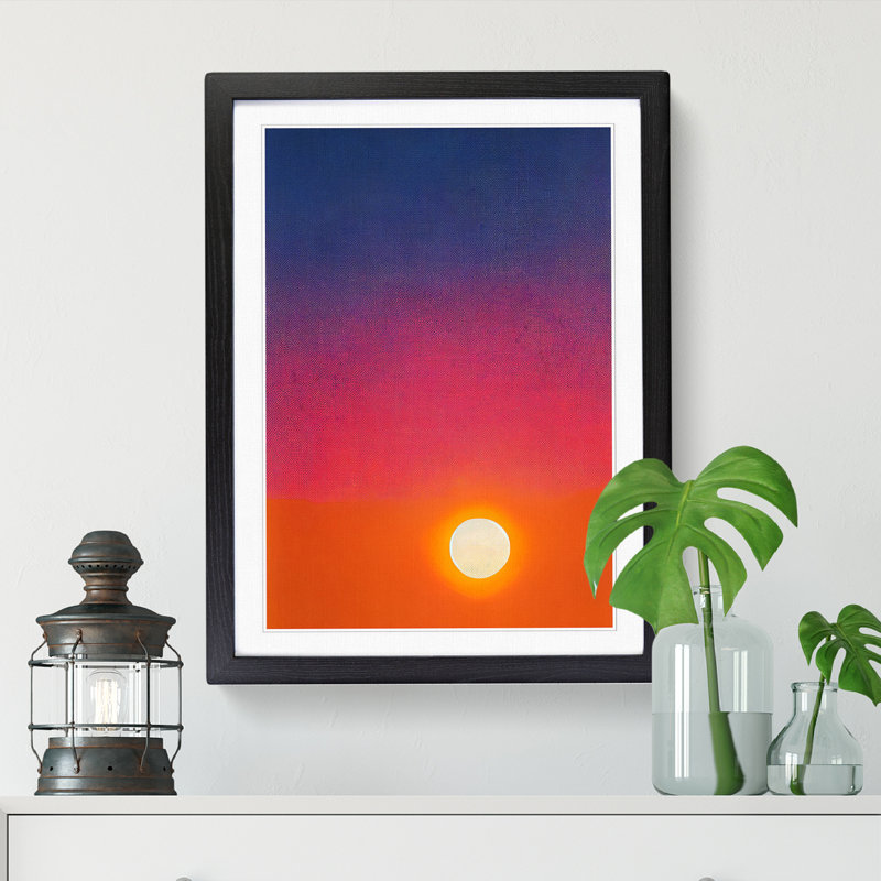 Sun Silhouette - Single Picture Frame Print, 64cm H x 46cm W x 2cm D, Black