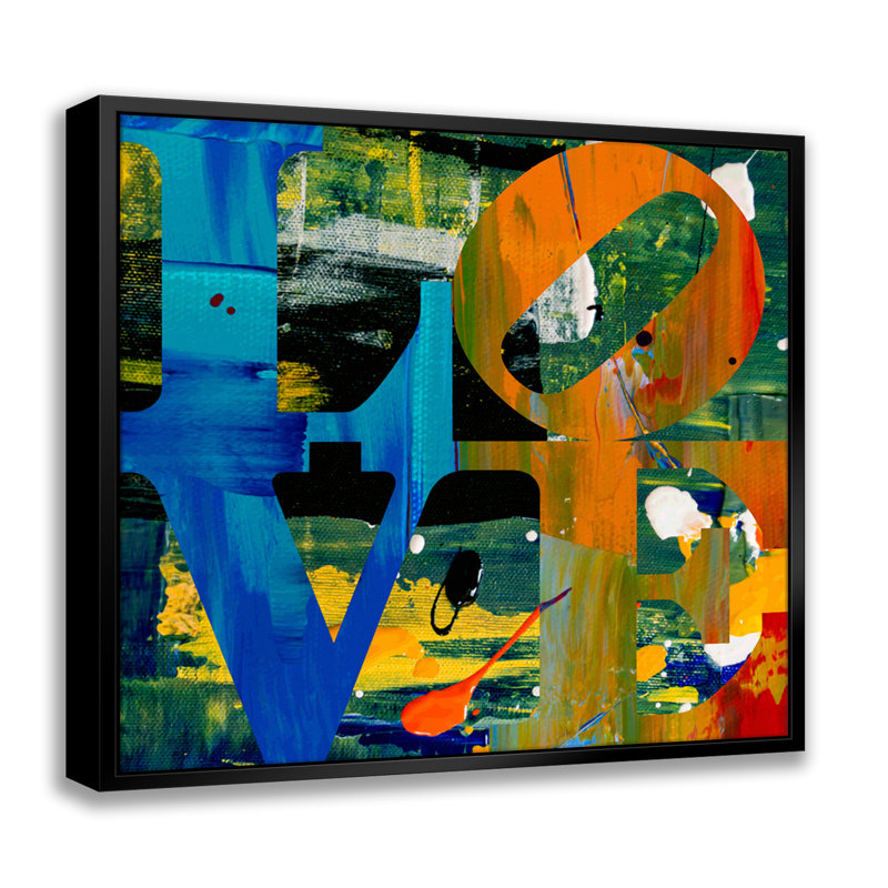 Love VI Pop Art-Giclee on Canvas with Float Frame Vertical, 26" H x 26" W