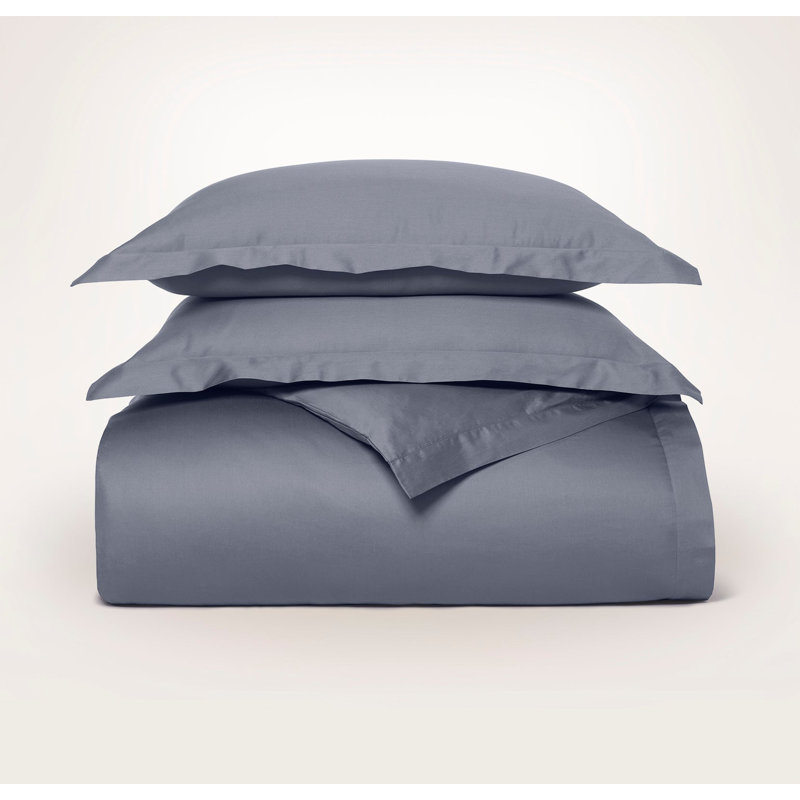 Signature Hemmed Duvet Set, Mineral, Queen Duvet Cover + 2 Standard Shams