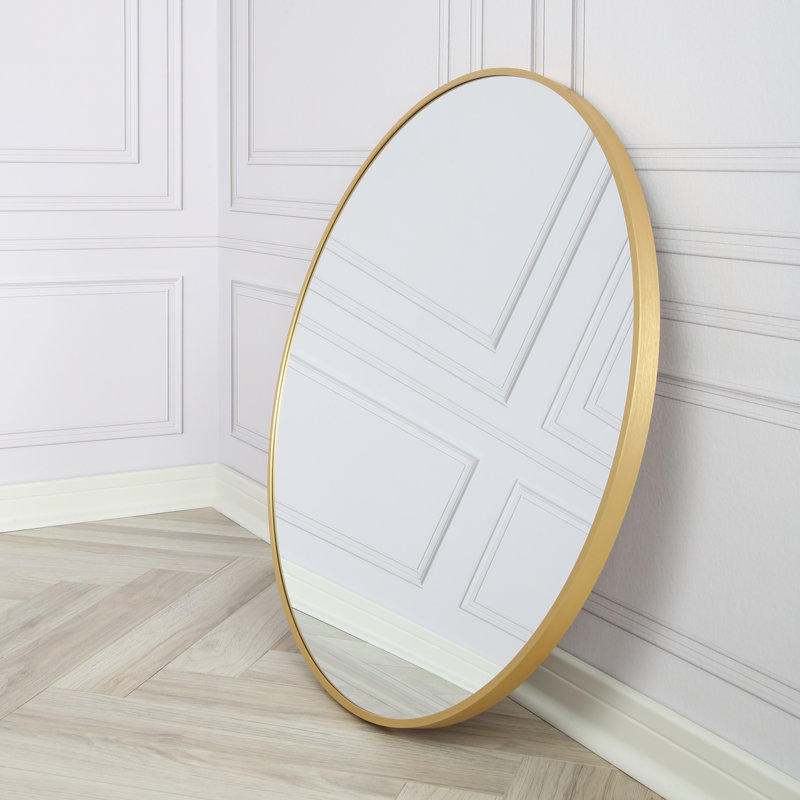 Sasheer - Round Framed Wall Mounted Mirror, Gold, 60cm H x 60cm W