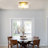 3-light Flush Mount Ceiling Light Fixture, Golden Close To Ceiling Light With Glass Shade