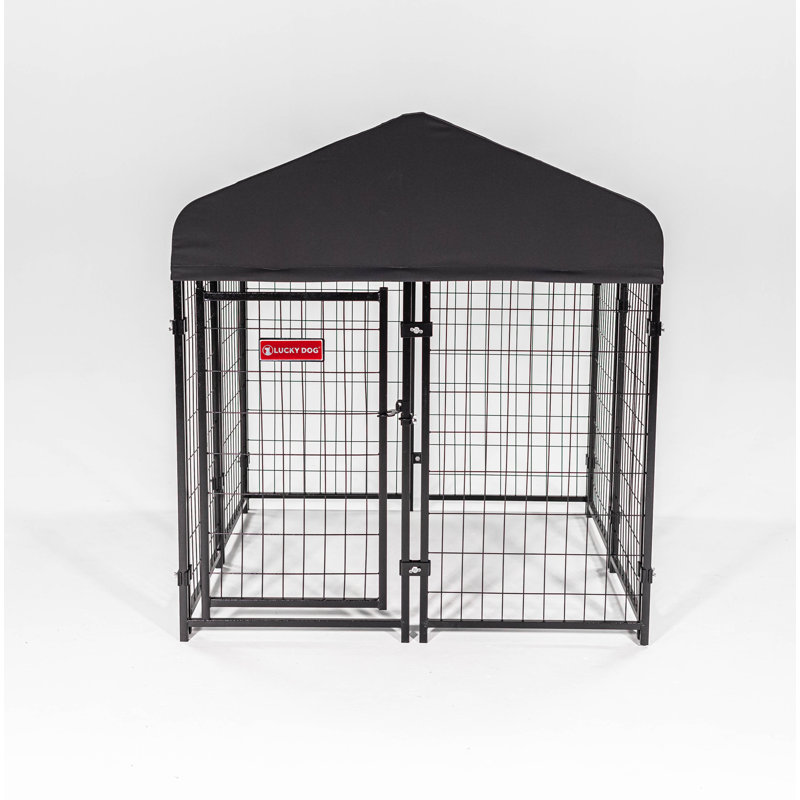 Gray Steel Frame Dog Kennel with Waterproof Canopy Roof
