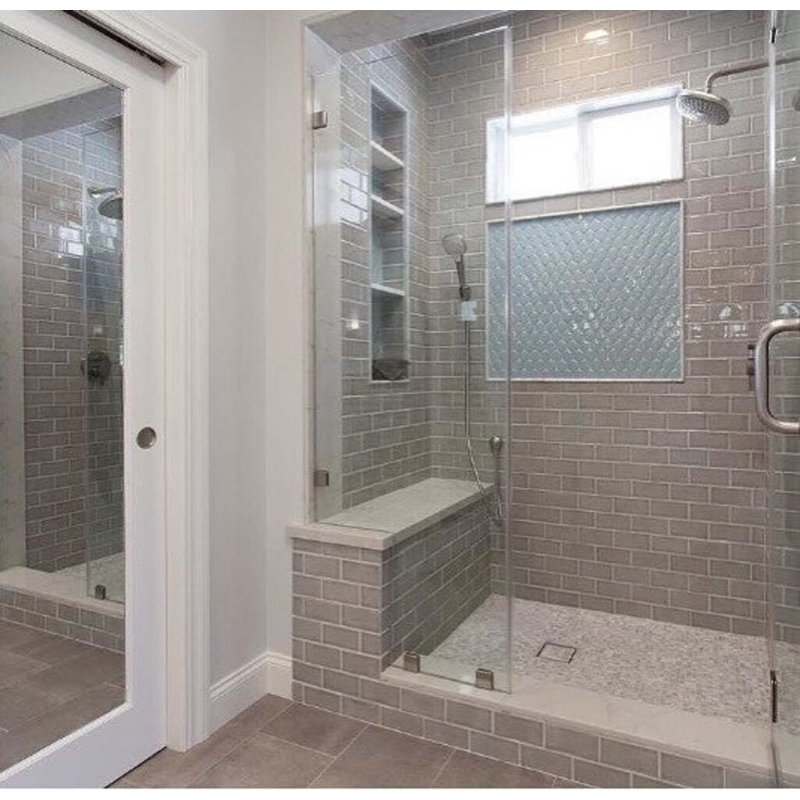 Nabi Subway 3X6 Crackled Glossy Glass Tile, Tundra Gray