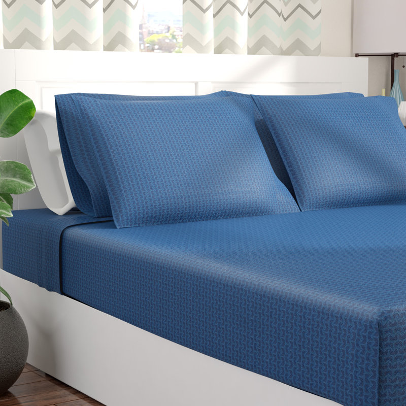 Ensemble de draps 6 pièces, Bleu marine, Ensemble de draps pour grand lit + un drap-housse 