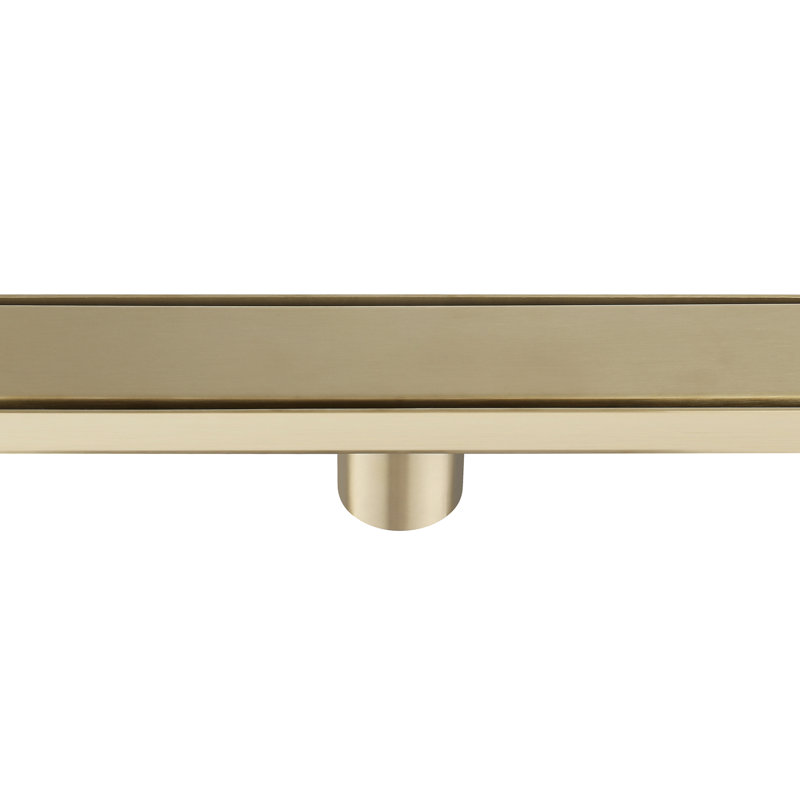 FINE FIXTURES 42-Inch Linear Shower Drain, Tile Insert & Grate 2-in-1 Design, Rounded Edge, 10-Gauge Stainless Steel, Center Outlet, Hair Strainer Included