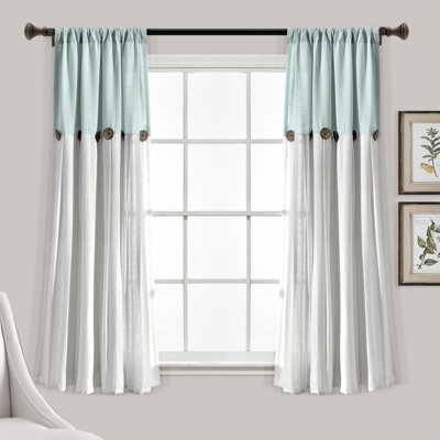 Lush Decor Linen Button Semi-Sheer Single Curtain Panel