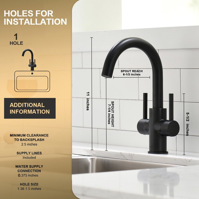 Two Handle Bar Faucet, Matte Black