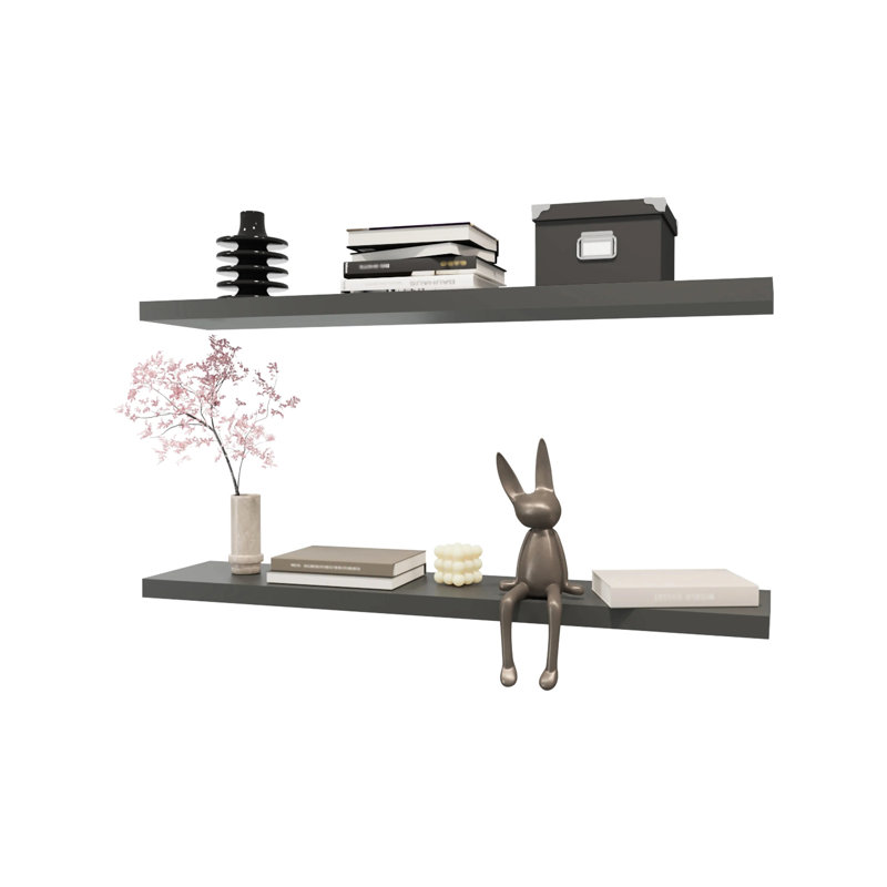 Modern Floating Shelves, Matt Grey Floating Shelves, Quick Assembly (All Accessories Included), Minimalist Modern Design For Office, Living & Bedroom