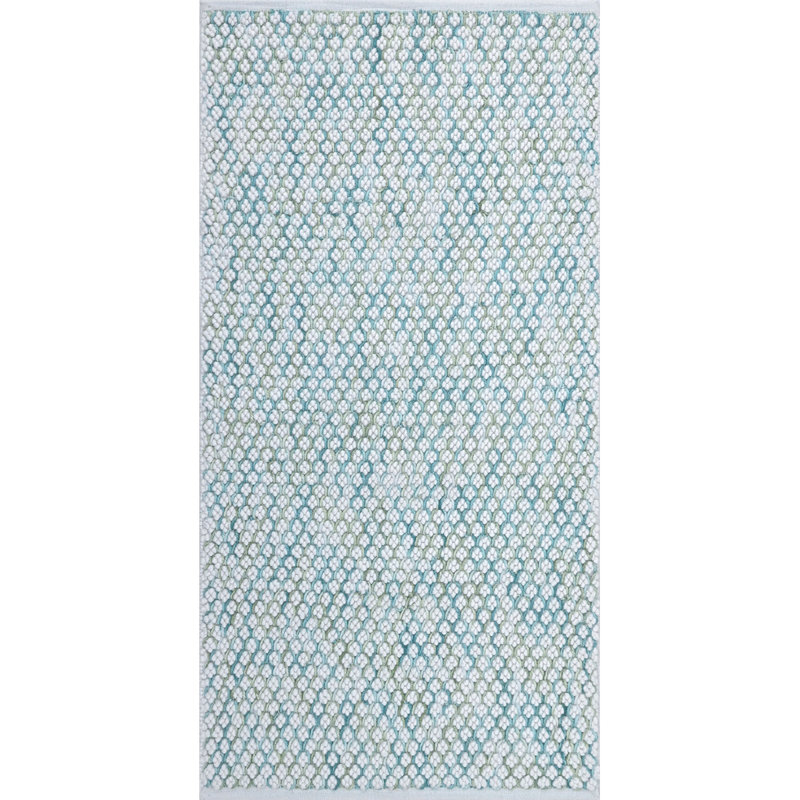Global Recycled Standard Bubbles Hand-Woven Textural Loop Pile Recycled Rug Lagoon Blue, Runner 2'6" x 5'