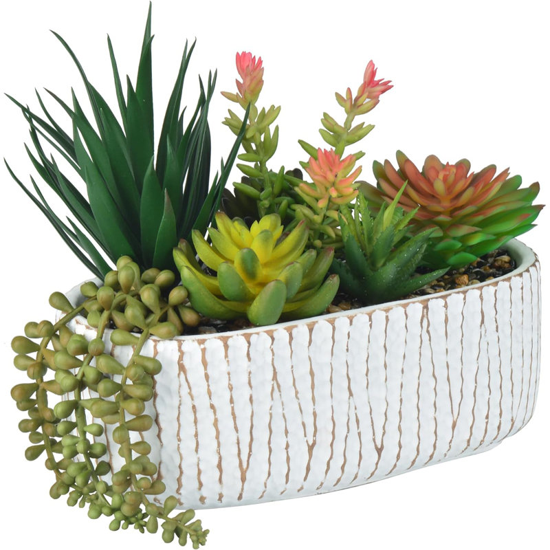 8.7" Faux Succulent Set Small Potted Plants