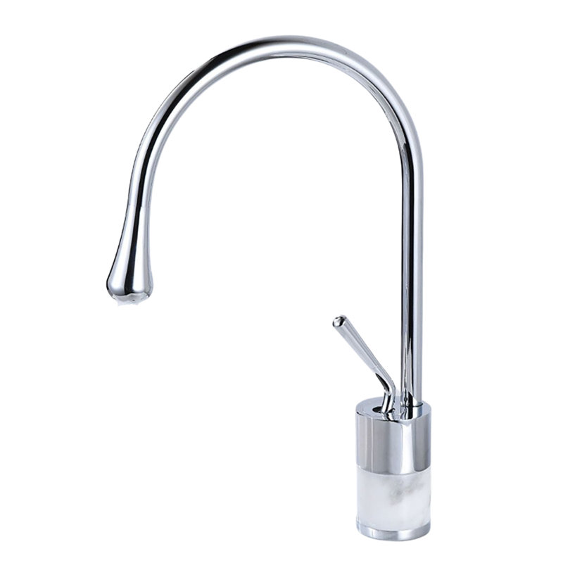 Medium Body Bathroom Basin Faucet With Marble, Silver