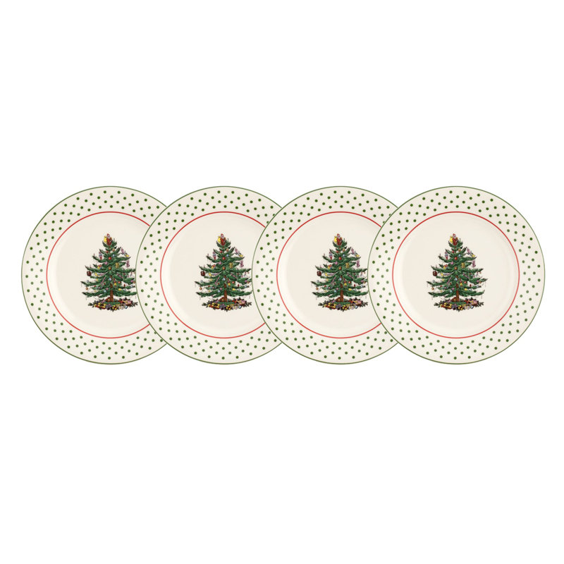 Spode Christmas Tree Polka Dot Dessert Plates