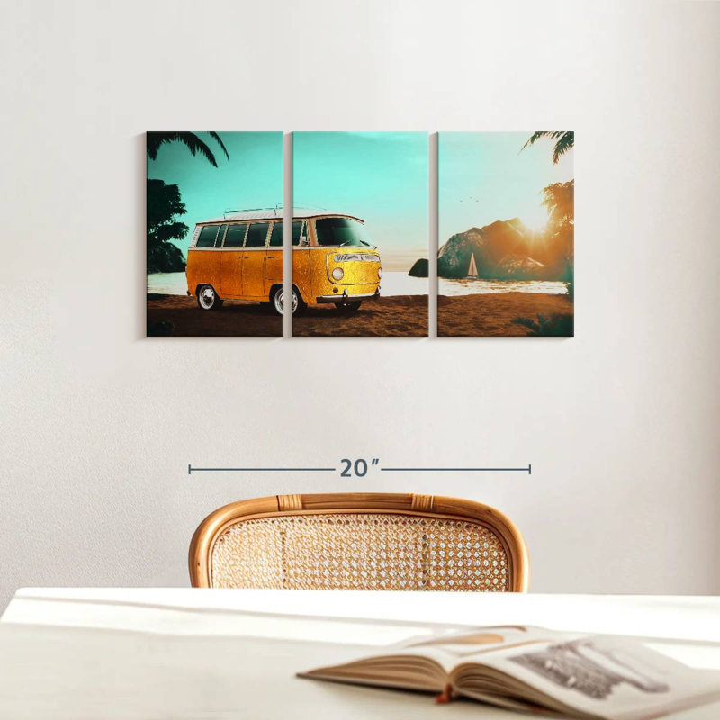 Reproduction d'art sur toile Golden Golden Bus, H 12 po x l 26 po x P 1 po