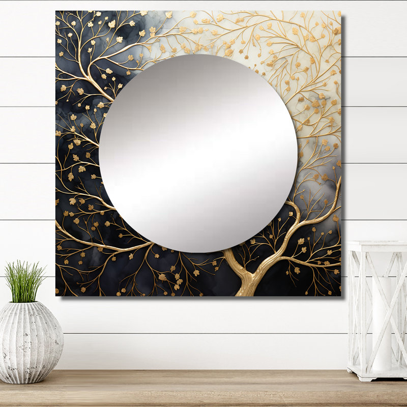 Pressely - Grand miroir carré en forme d'arbre pour décoration murale, 23 po x 23 po
