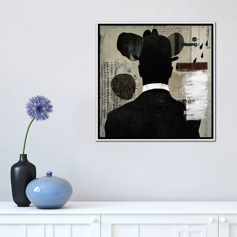 «Mystery Man» par Nikki Chu - reproduction, H 18 po x l 18 po x 1,5 po, Cadre blanc