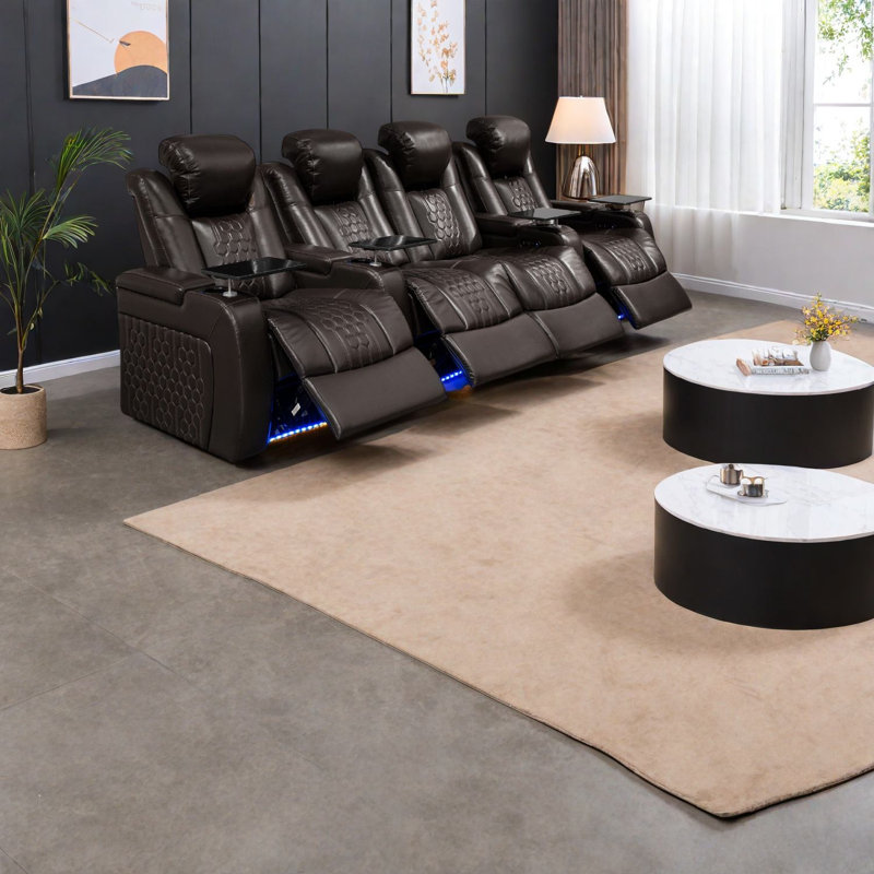 Luxury Adjustable Recliners With Top-grain Leather, Modern Style, Home Relaxation