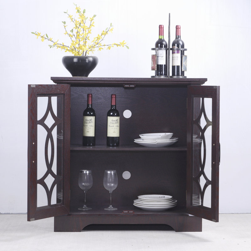 Armoire de rangement pour le salon, 34.06" H x 34.37" W x 15.55" D, Espresso