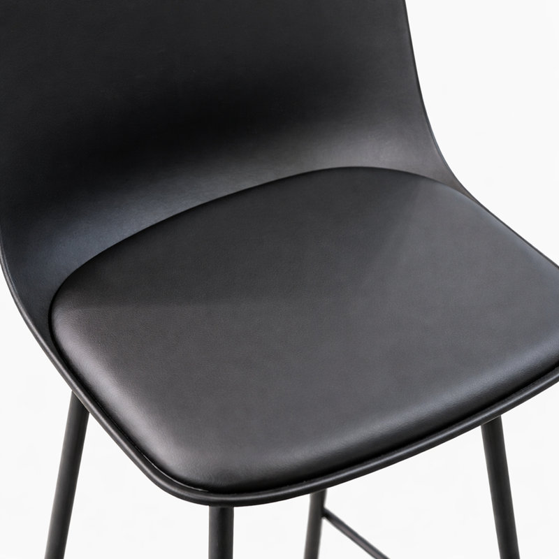 Tabouret de comptoir en plastique AGata, noir, Noir