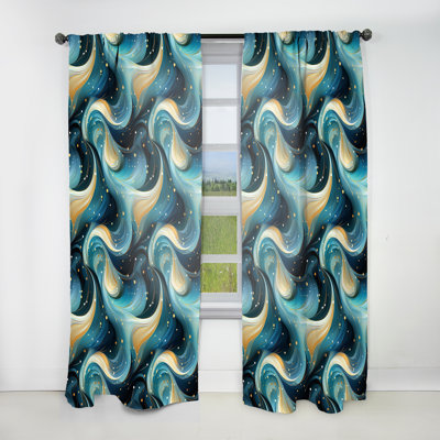 Blue Celestial Geometry Geometric I - Modern Curtain - Velvet Room Darkening - 1 Panel