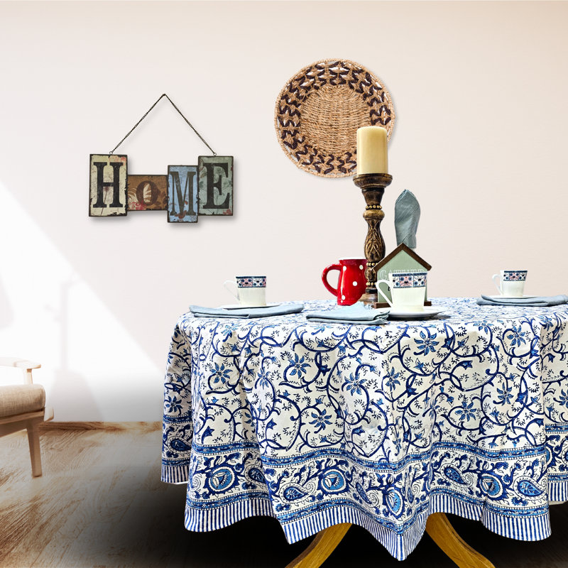 Nappe en coton à motif floral, Rond 72 po