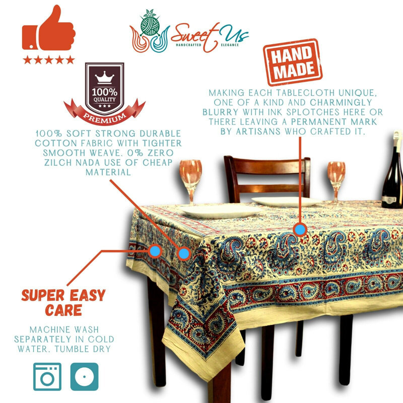 Rectangle Floral Cotton Tablecloth