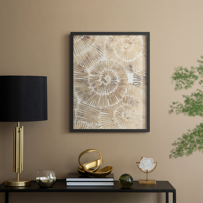 Fossil Nautilus II, reproduction encadrée - bois massif, Noir, noir, noir, noir, H 30 po x l 24 po