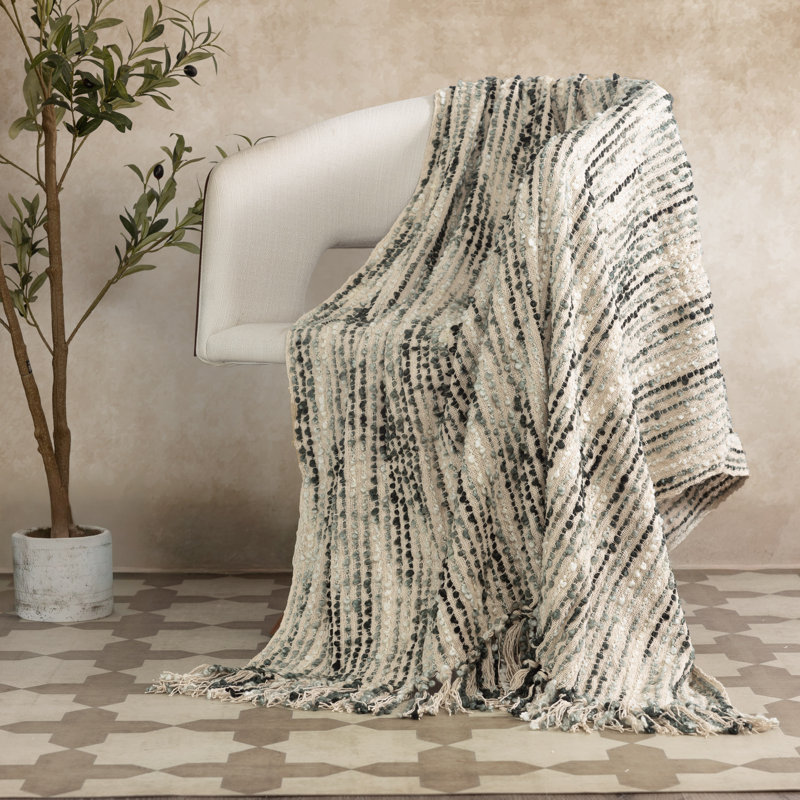 Asche Hand Woven Throw Blanket, Ink
