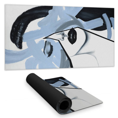Abstract blue woman portrait - 15.75"x31.50" Desk mat