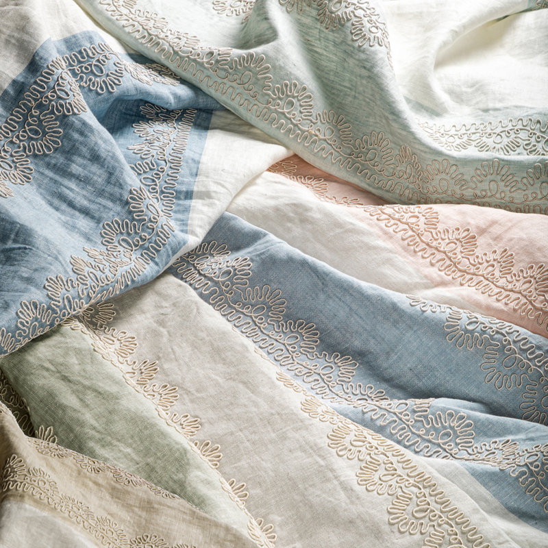Summerland Banner Sheer Fabric, Aqua