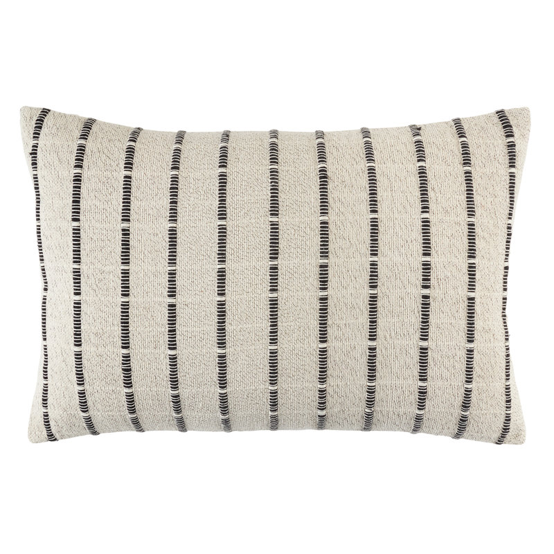 Housse de coussin rectangulaire en coton, Ivoire / noir