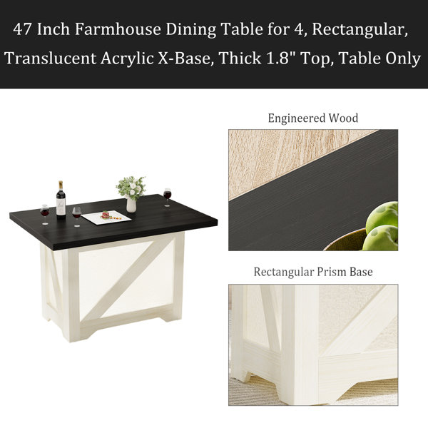 George Oliver 47 Inch Farmhouse Dining Table For 4, Rectangular ...