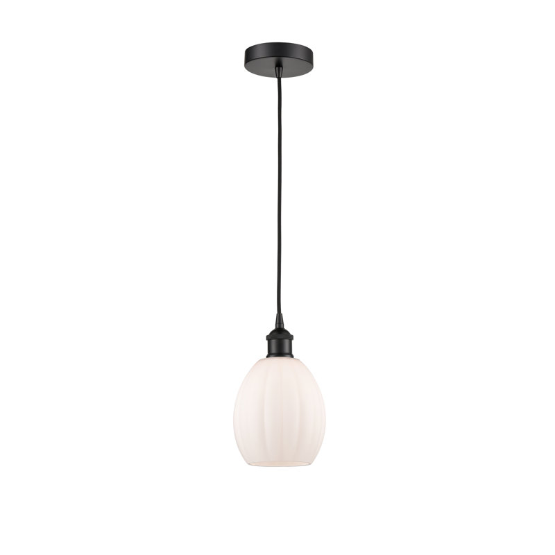 Luminaire suspendu simple à 1 lumière Bolduc, Blanc, Noir mat